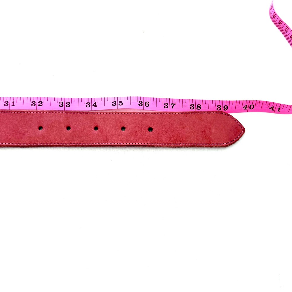 VTG B-Low The Belt Pink Leather Rhinestone Buckle Belt Y2K Boho Western Sz 32 - Picture 10 of 11